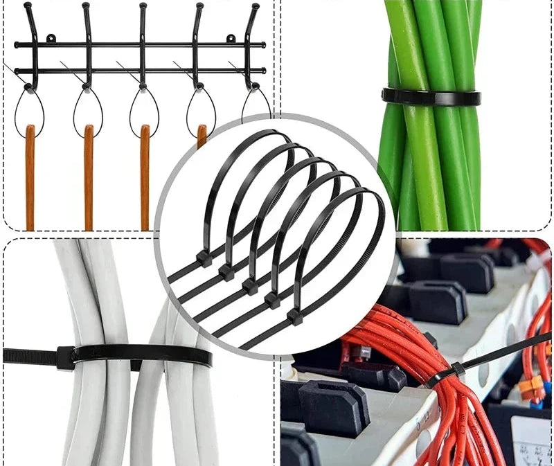 Braçadeiras Auto-bloqueantes Cabo de Nylon Ajustáveis Laço de Fixação
